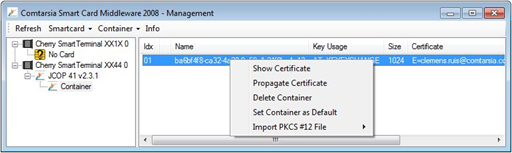Comtarsia Smart Card Middleware Management GUI