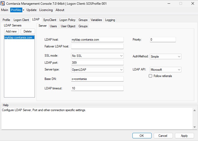 LDAP Server configuration