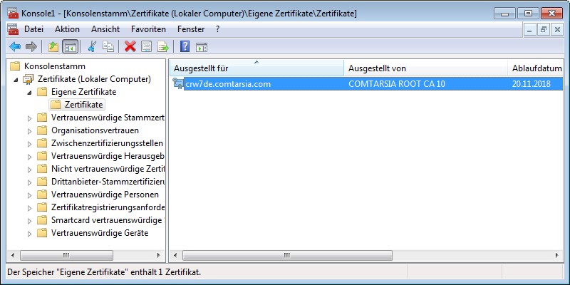 Certificate My Store Computer