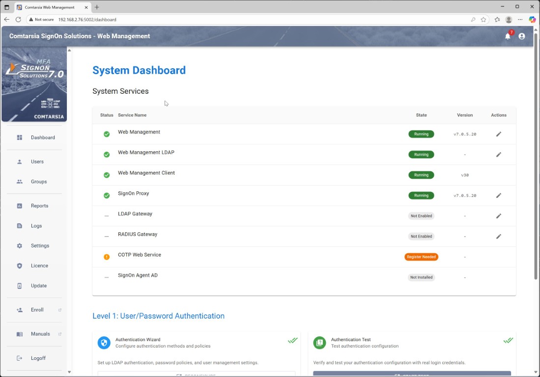 Web Management Dashboard